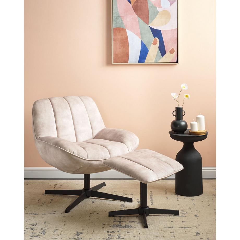 Beliani Fauteuil pivotant en Velours  LIA  