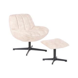 Beliani Chaise avec repose-pied en Velours Rétro LIA  