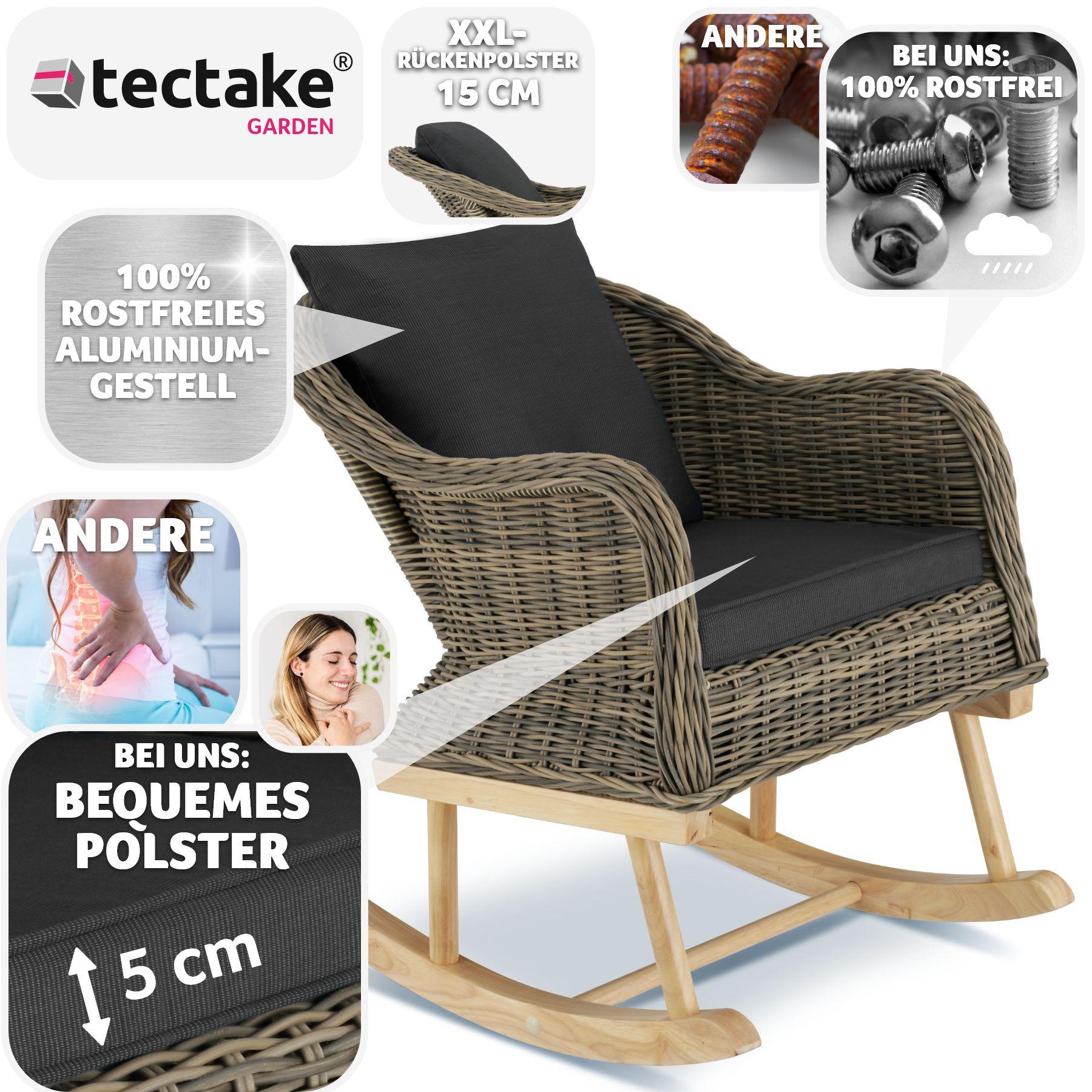 Tectake Rattan Schaukelstuhl Rovigo 150kg  