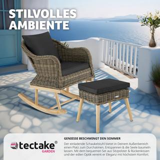 Tectake Fauteuil à bascule en rotin Rovigo 150 kg  