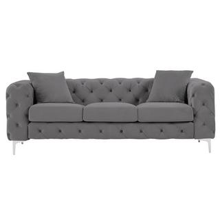 Vente-unique Chesterfield-Sofa mit 3 Sitzplätzen - Anthrazit - Samt - EDWINA  