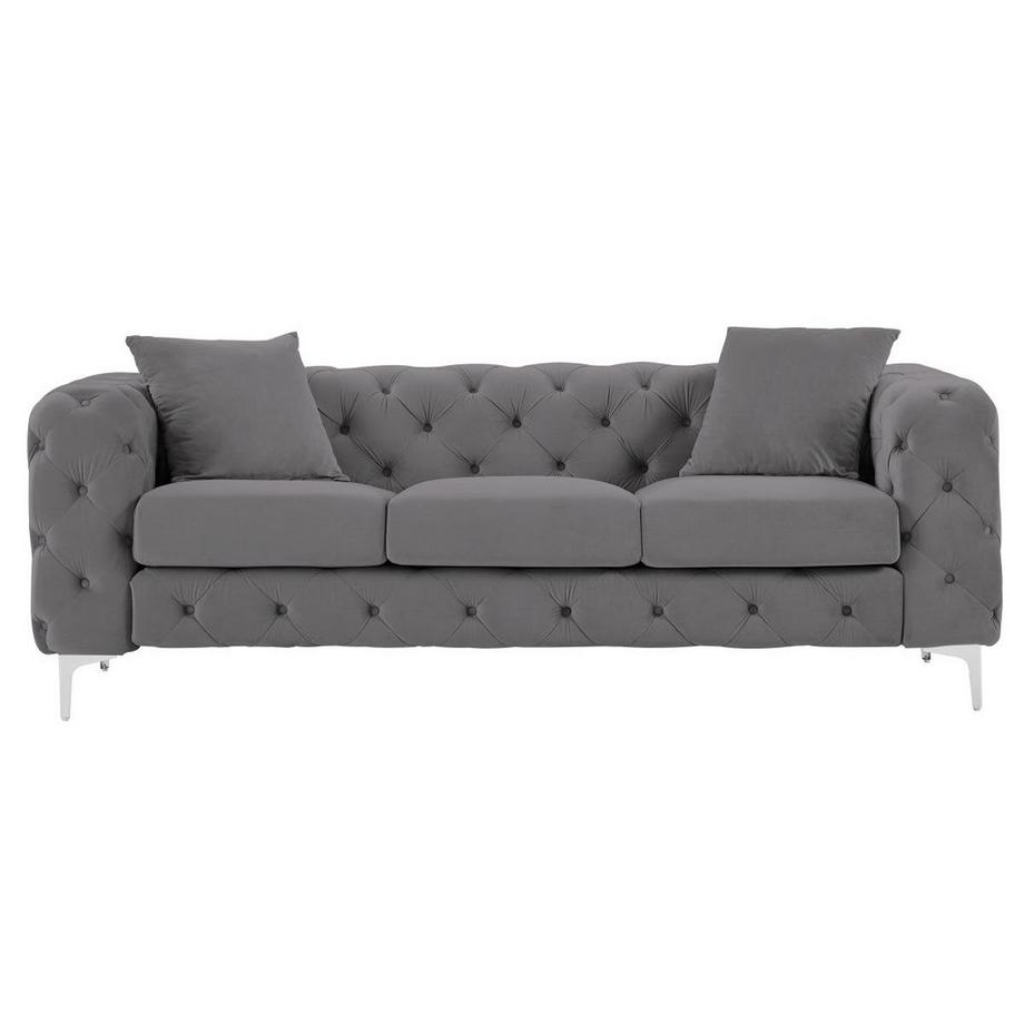 Vente-unique Canapé 3 places chesterfield en velours anthracite EDWINA  