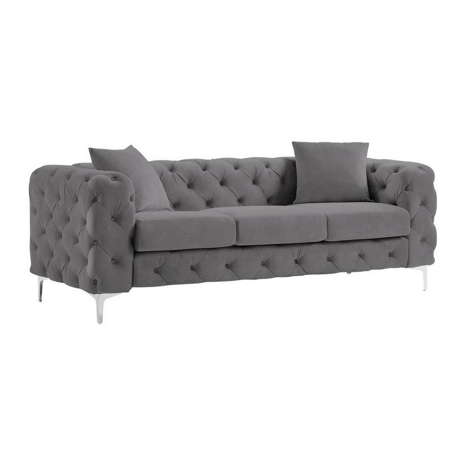 Vente-unique Canapé 3 places chesterfield en velours anthracite EDWINA  