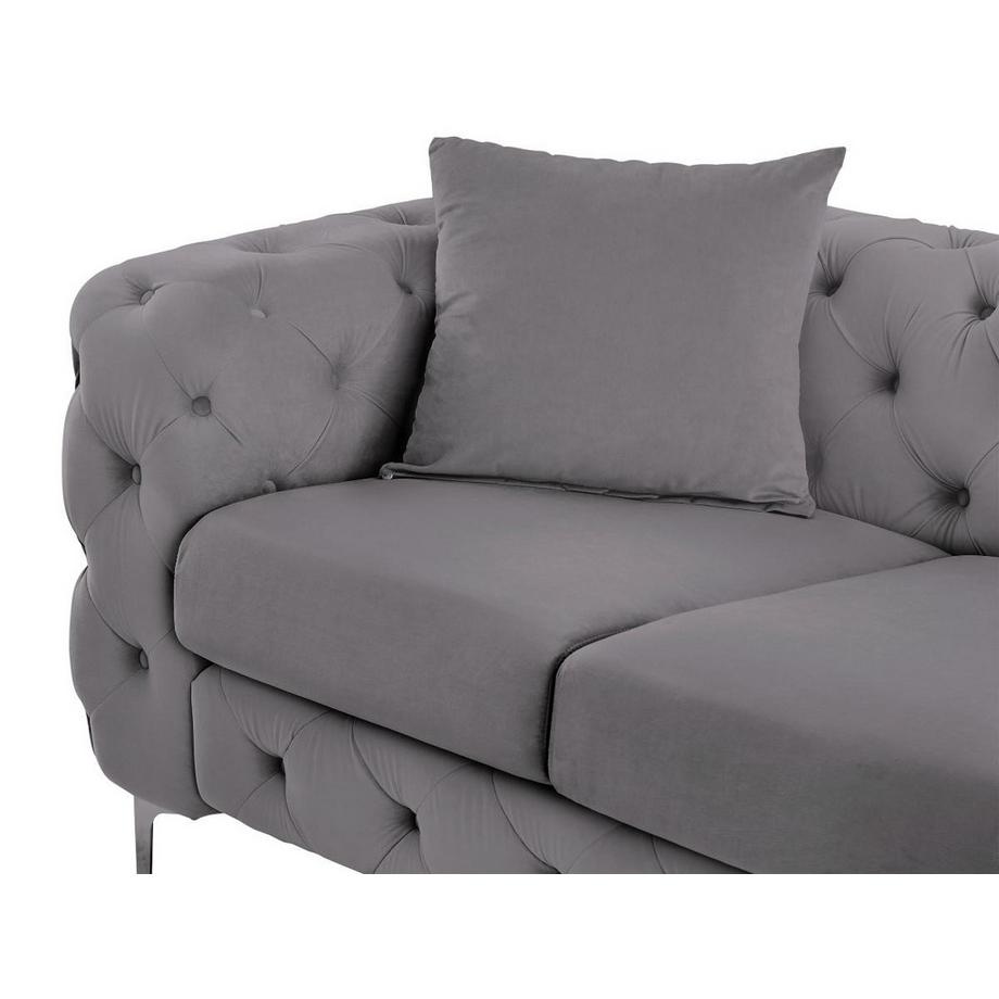 Vente-unique Canapé 3 places chesterfield en velours anthracite EDWINA  