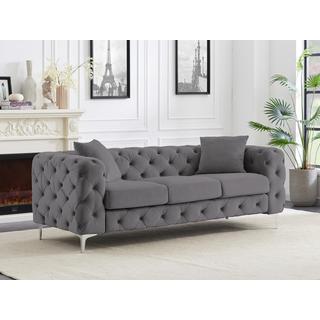 Vente-unique Chesterfield-Sofa mit 3 Sitzplätzen - Anthrazit - Samt - EDWINA  