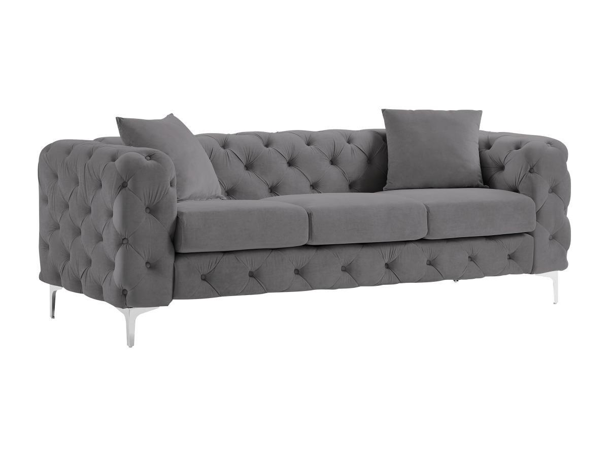 Vente-unique Chesterfield-Sofa mit 3 Sitzplätzen - Anthrazit - Samt - EDWINA  