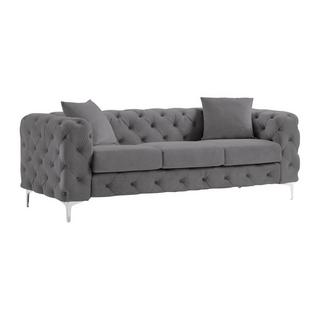 Vente-unique Chesterfield-Sofa mit 3 Sitzplätzen - Anthrazit - Samt - EDWINA  