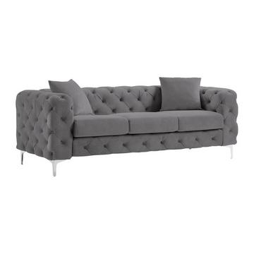 Chesterfield-Sofa mit 3 Sitzplätzen - Anthrazit - Samt - EDWINA