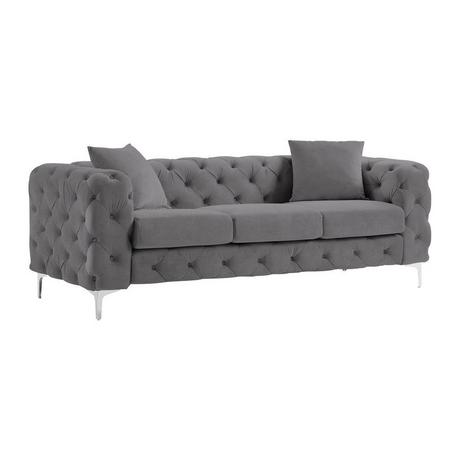 Vente-unique Chesterfield-Sofa mit 3 Sitzplätzen - Anthrazit - Samt - EDWINA  