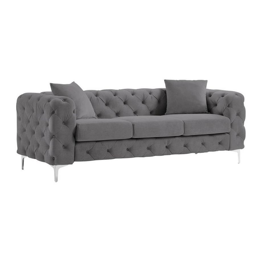 Vente-unique Canapé 3 places chesterfield en velours anthracite EDWINA  