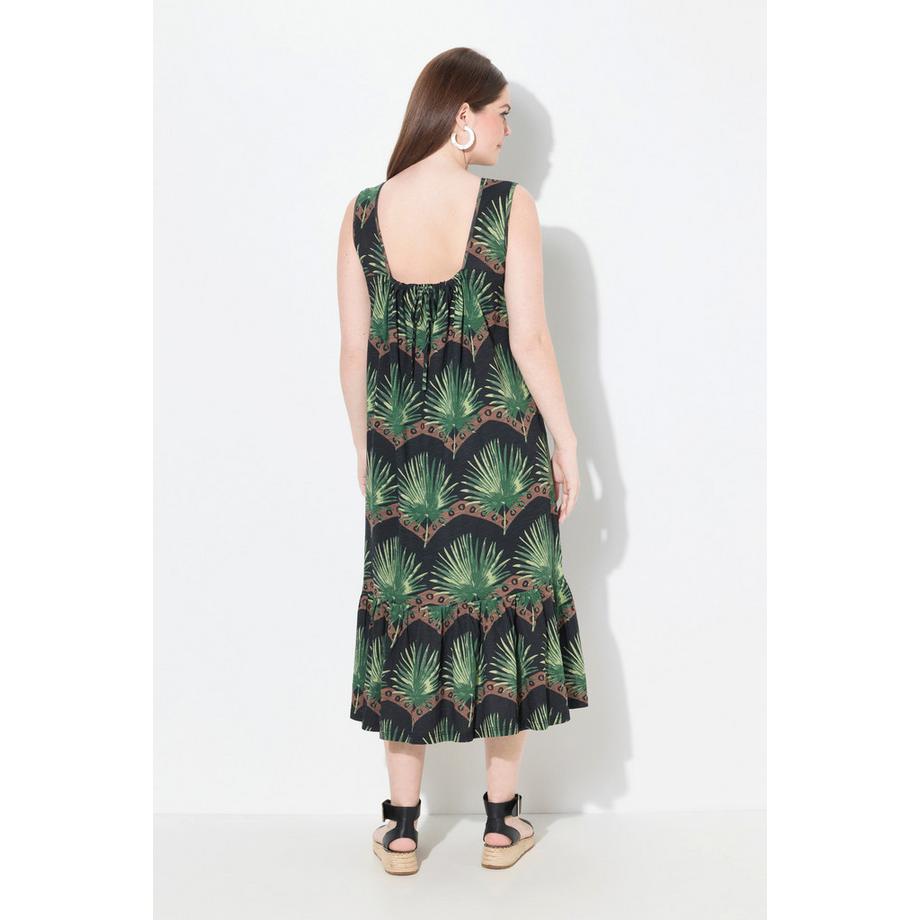 Ulla Popken Robe Maxi Feuilles Encolure V Sans Manches  