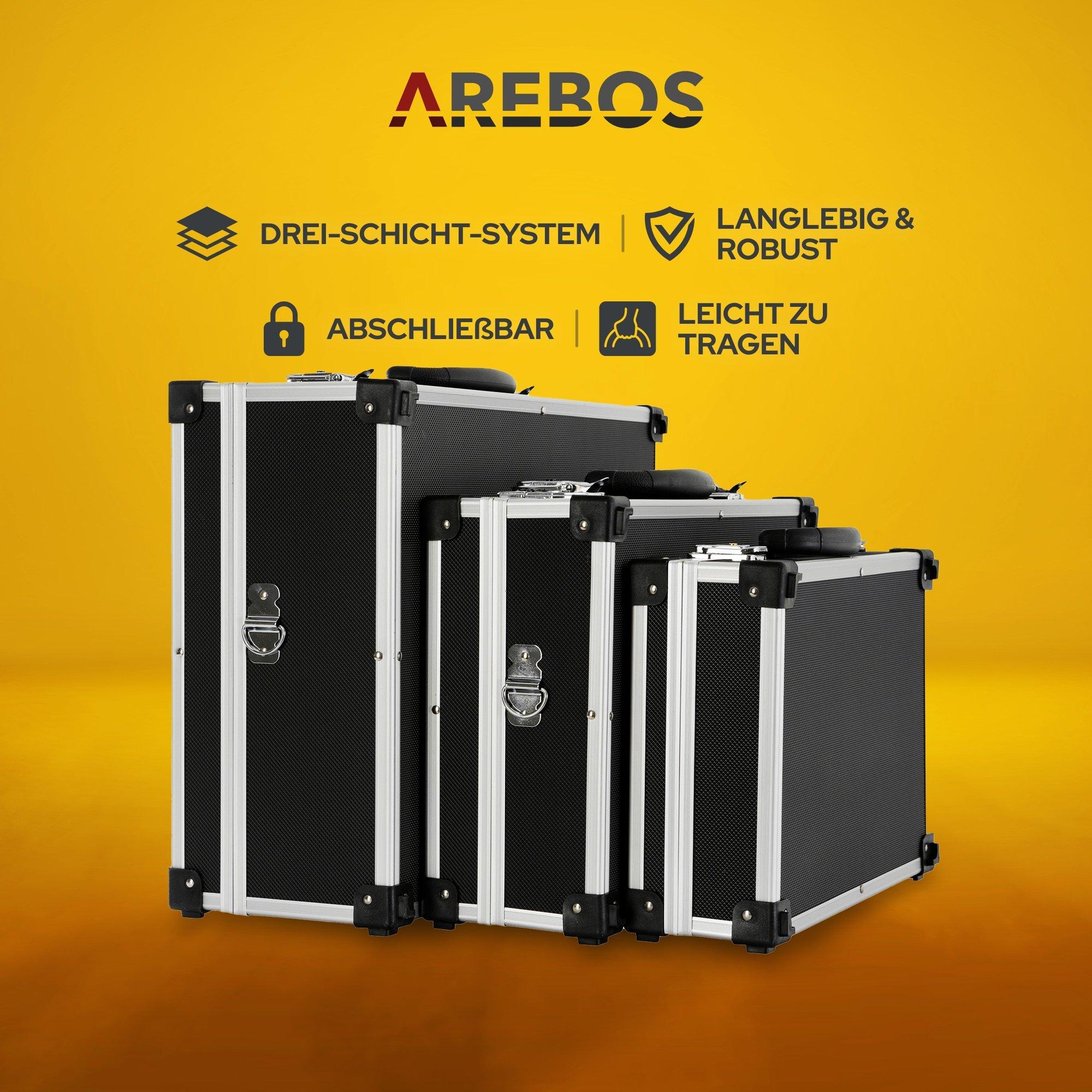 Arebos  Set de 3 valises de transport | Volume total 50 L | Verrouillable | Sangle de transport 