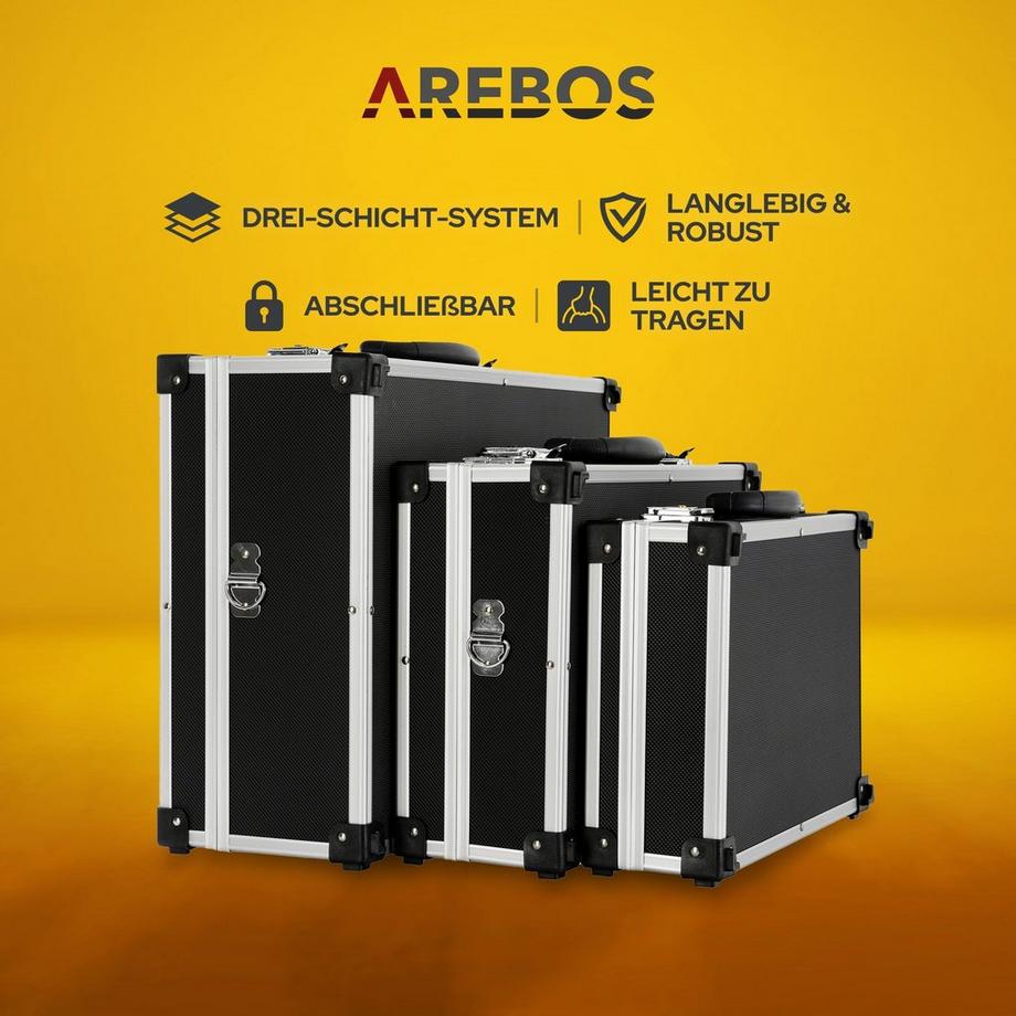 Arebos  3er Set Transportkoffer | 50 L Gesamtvolumen | Abschließbar | Tragegurt 