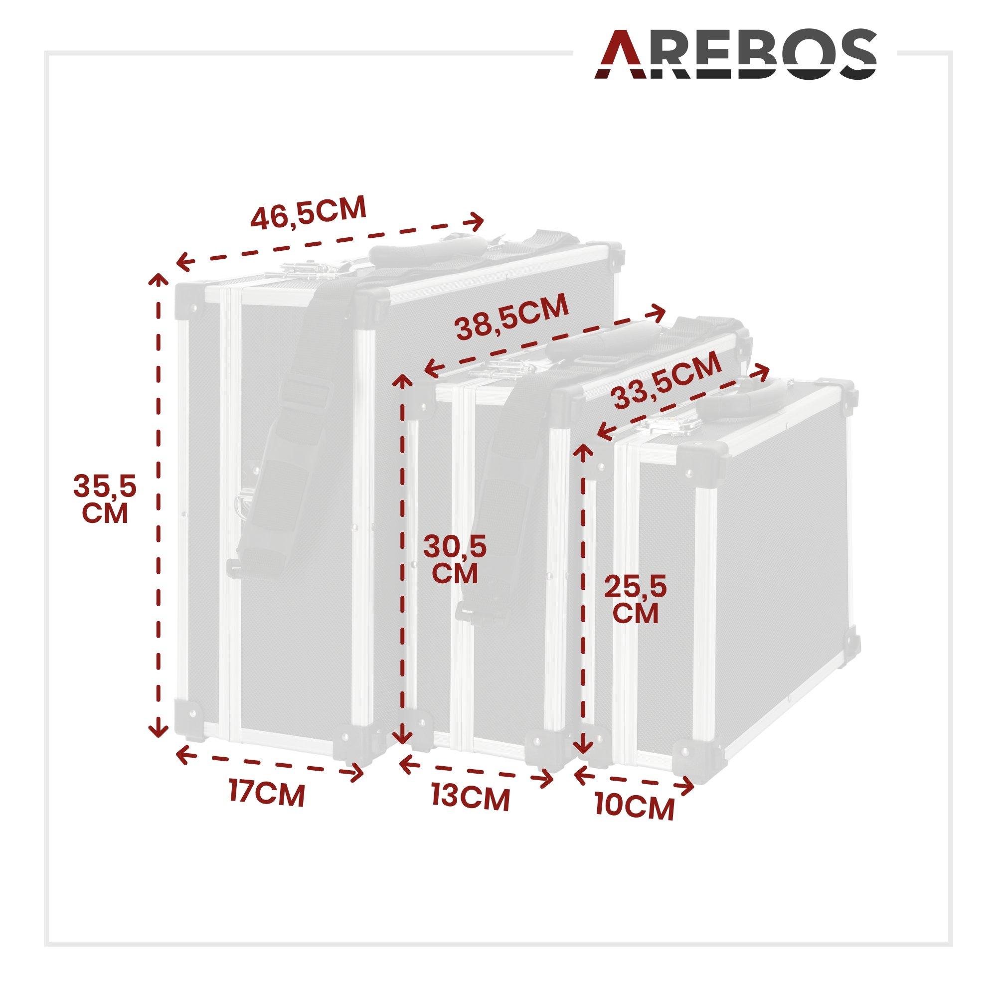 Arebos  Set de 3 valises de transport | Volume total 50 L | Verrouillable | Sangle de transport 