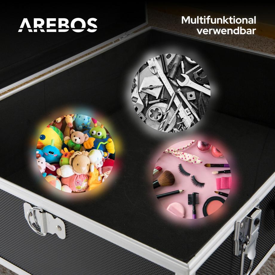 Arebos  3er Set Transportkoffer | 50 L Gesamtvolumen | Abschließbar | Tragegurt 