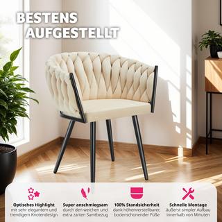 Tectake Esszimmerstuhl Astano Samt, Knotendesign  