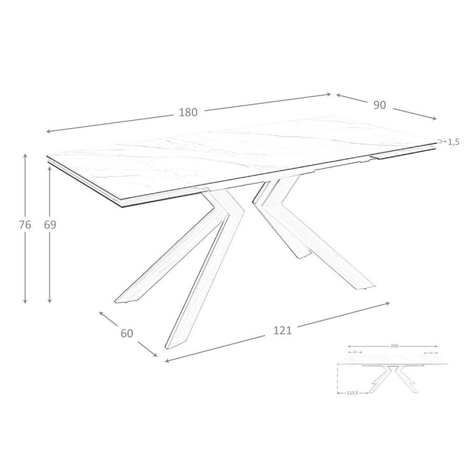 ANGEL CERDA Tavolo da pranzo allungabile rettangolare marmo porcellanato  