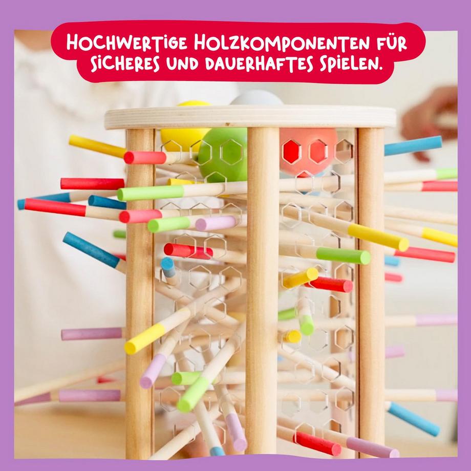 Activity-board  Pädagogisches Brettspiel mit bunten Stöcken, Würfeln und Karten - Spielzeug aus Holz 