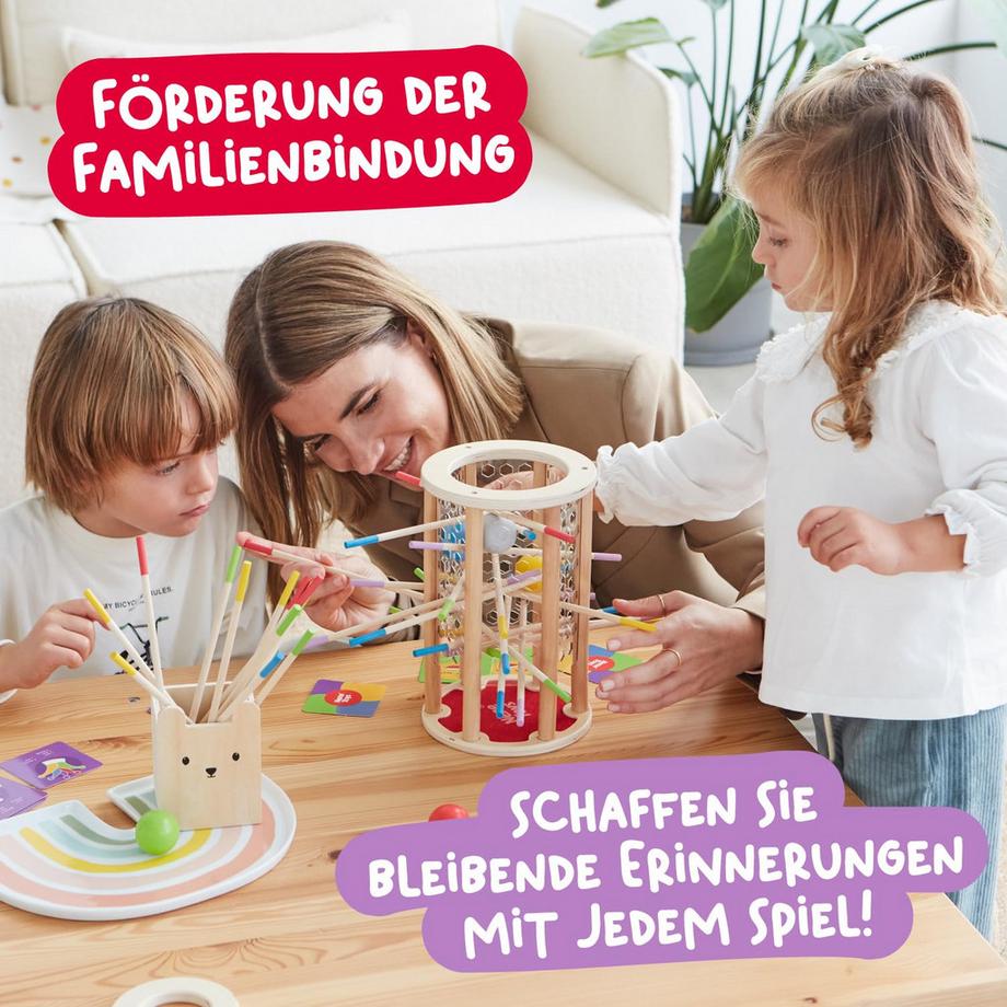 Activity-board  Pädagogisches Brettspiel mit bunten Stöcken, Würfeln und Karten - Spielzeug aus Holz 