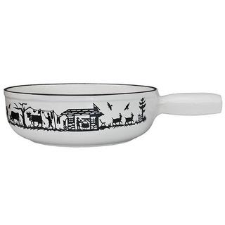 Heidi Cheese Line Weißer Caquelon mit alpinen Dekorationen, Heidi Cheese Line  