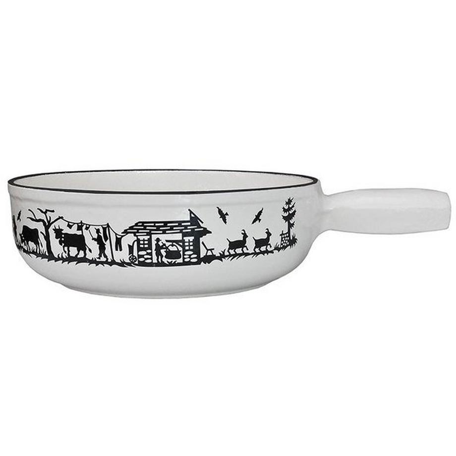 Caquelon blanc aux décors des Alpes, Heidi Cheese Line