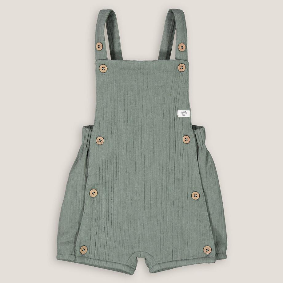 Kurze Latzhose aus Baumwoll-Gaze