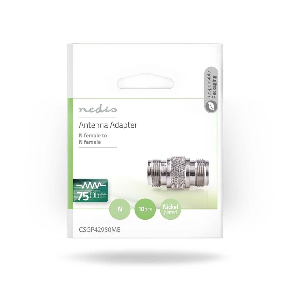 Nedis  Adaptateur satellite et antenne | N Hona | N Hona | Nickel Platerad | 75 Ohm | Rak | Metal | Silver | 10 st. | Enveloppe 