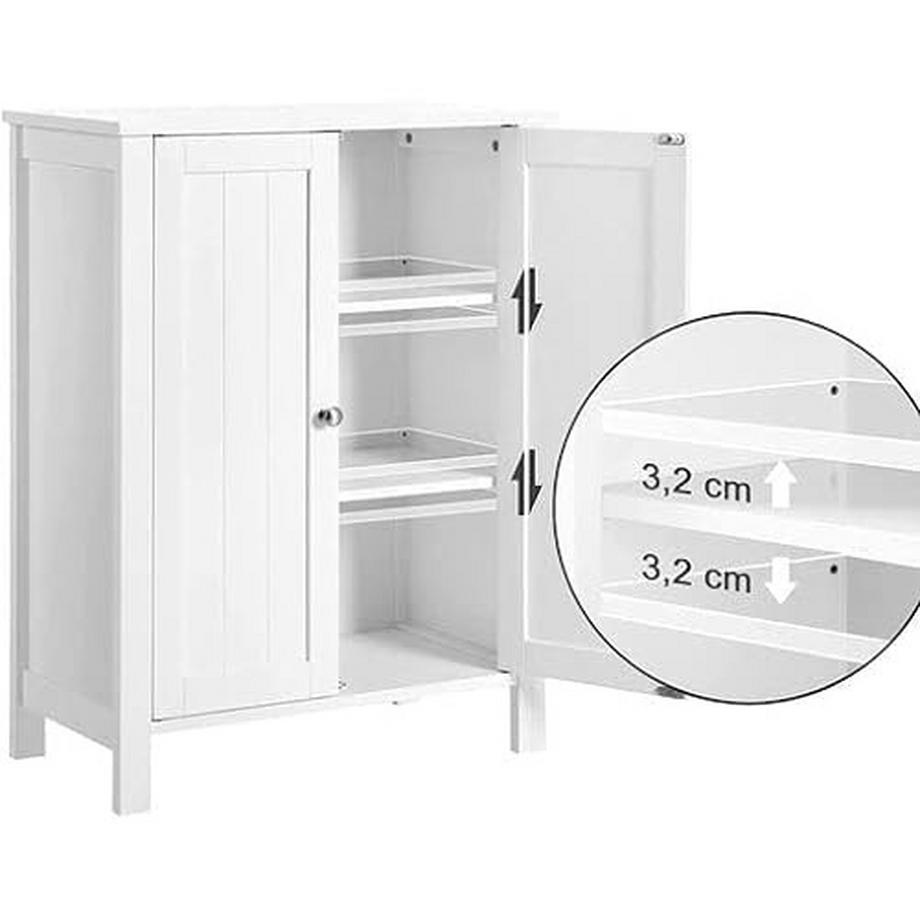 Pricenet Armoire de salle de bain blanche élégante avec étagères réglables  