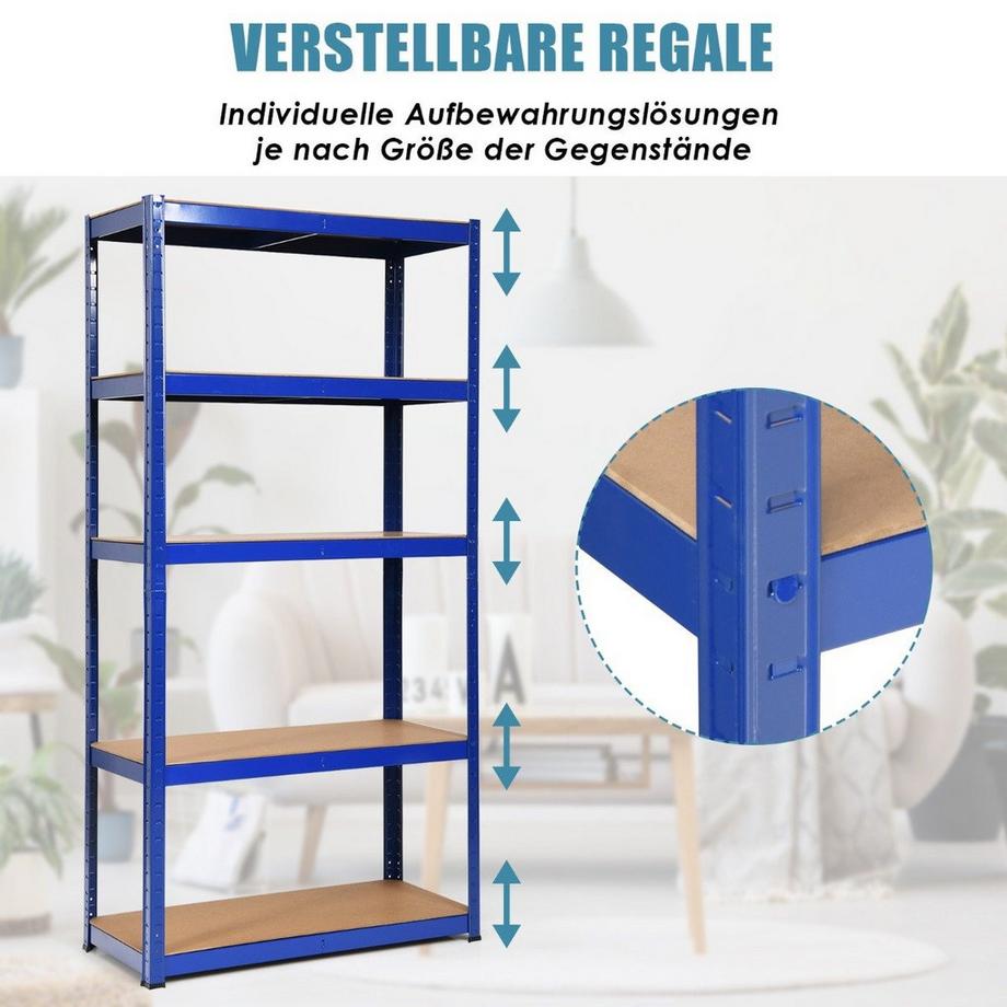B2X 5 Ebenen Lagerregal platzsparendes Schwerlastregal Steckregal Metallregal Werkstattregal  