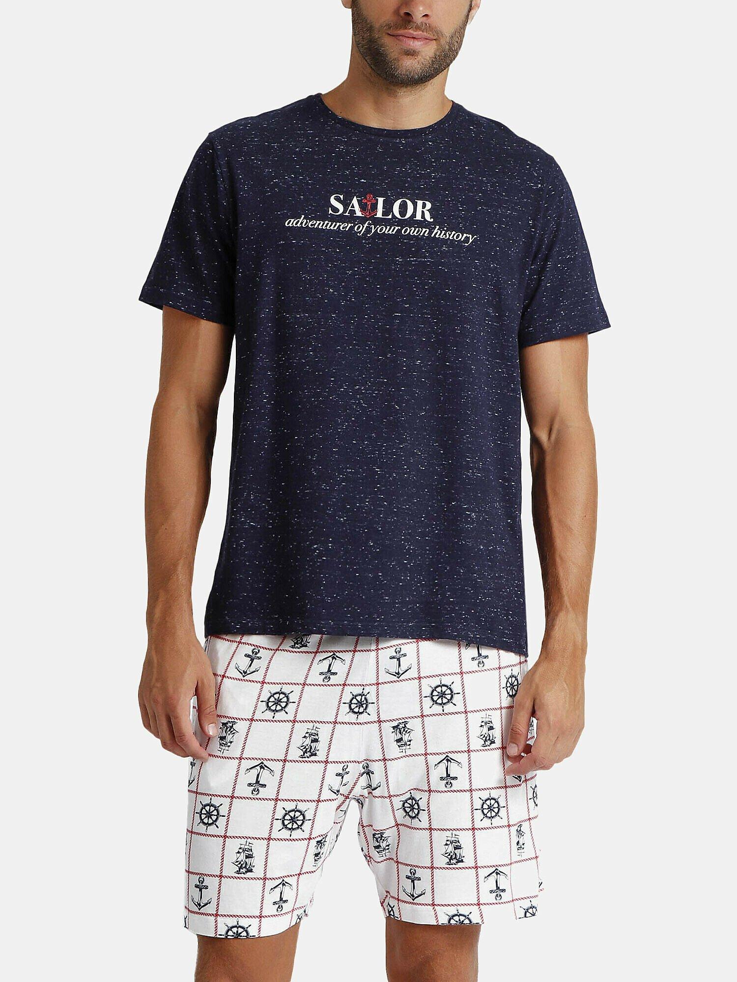 Image of Pyjama Shorts T-shirt Sailor Herren Königsblau S