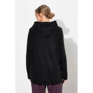 Ulla Popken  Pullover polo dal taglio corto e oversize con cappuccio, maniche lunghe e materiale riciclato 