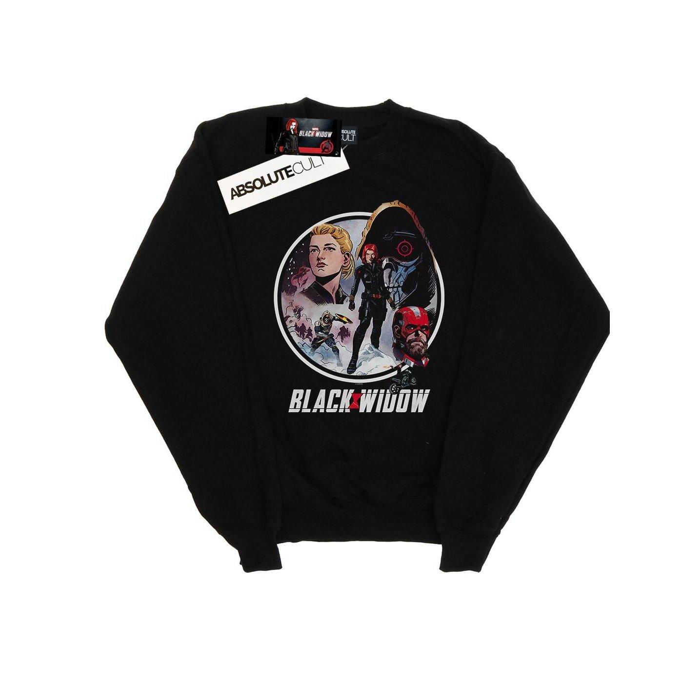 Image of Black Widow Movie Vintage Circle Sweatshirt Mädchen Schwarz 104