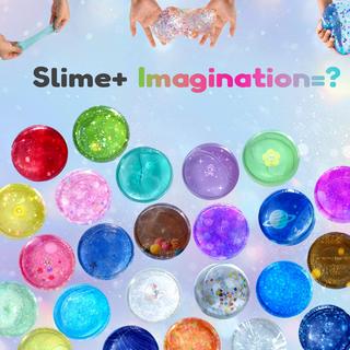 Activity-board  Slime Fluffy Kit - 24 Farben Slime-Kit Spielzeug mit 48 Glitter-Pulver, klare Slime-Zubehör für Kunst und Handwerk für Kinder 