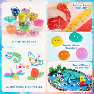 Activity-board  Slime Fluffy Kit - 24 Farben Slime-Kit Spielzeug mit 48 Glitter-Pulver, klare Slime-Zubehör für Kunst und Handwerk für Kinder 