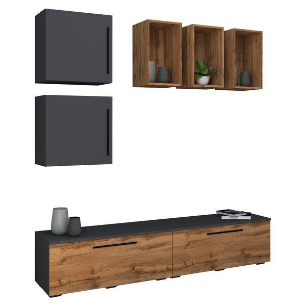 VCM TV Möbel | Wohnwand mit ausreichend Stauraum | Anbauwand | Maße H. 200 x B. 190 x T. 40 cm | Fernseh Möbel – Arila L  