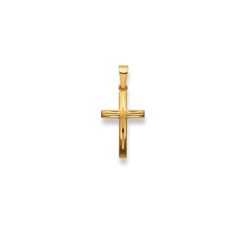 MUAU Schmuck  Pendentif croix en or jaune 750, 26x12mm 