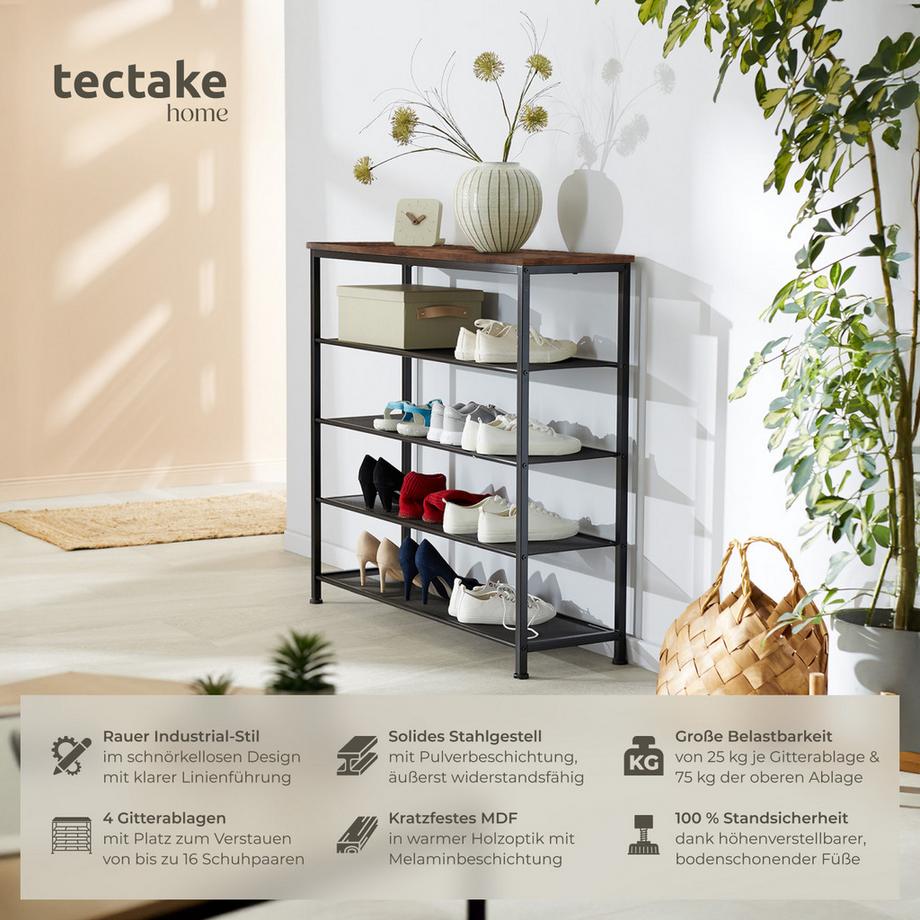 Tectake Schuhregal Sheffield Industrial Style Holz und Stahl  