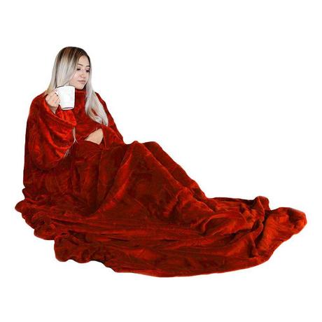 Mikamax Decke mit Ärmeln und Tasche - Rot  