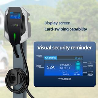 JATRHG  JATRHG Ladestation für Elektrofahrzeuge WallBox Ladestation EV Typ 2 Einphasig 7 kW, 32A, mit 10M-Kabel - Schwarz/Grau 