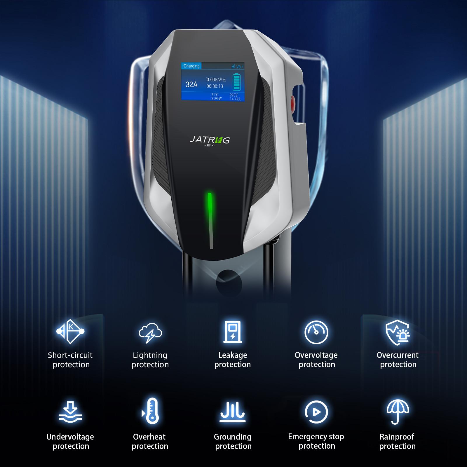 JATRHG  JATRHG Ladestation für Elektrofahrzeuge WallBox Ladestation EV Typ 2 Einphasig 7 kW, 32A, mit 10M-Kabel - Schwarz/Grau 