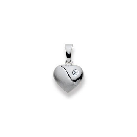 MUAU Schmuck  Pendentif coeur or blanc 750 diamant 0,02ct. 17x11mm 