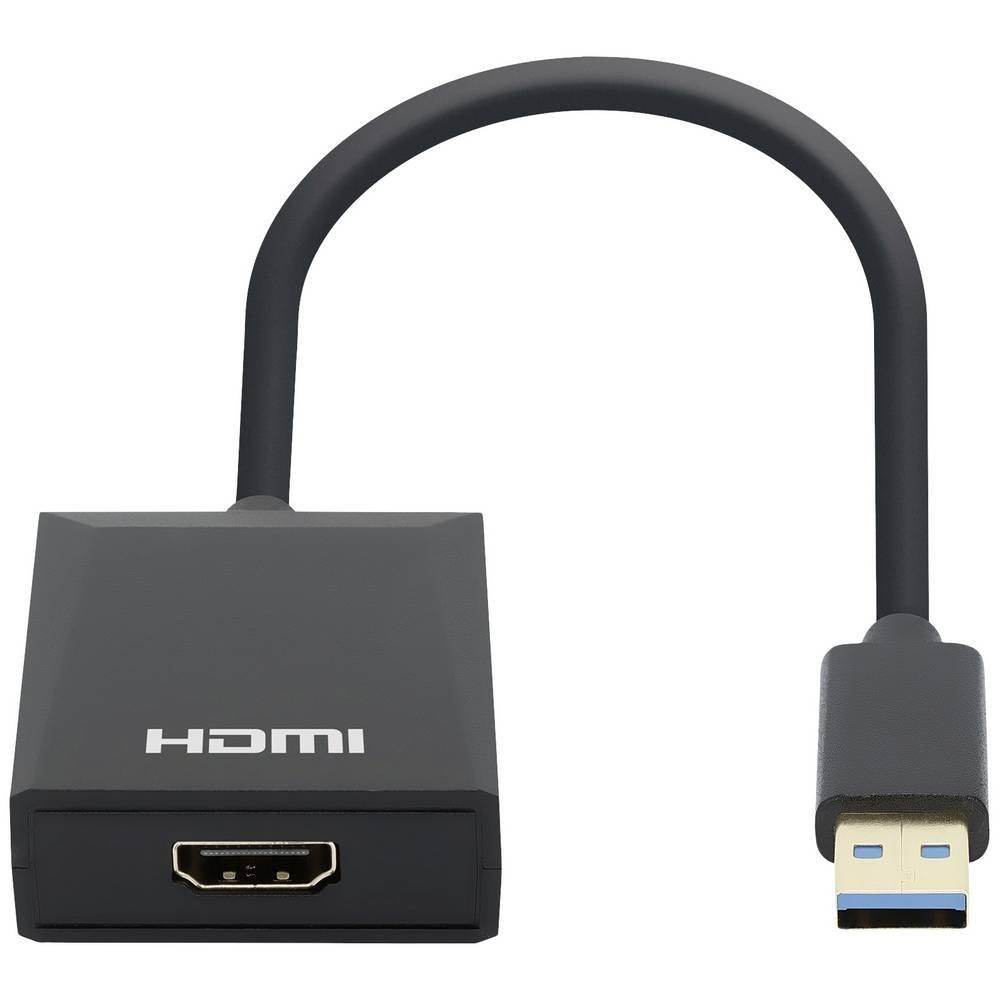 Manhattan  1080p USB-A auf HDMI-Adapter mit USB 3.2 Gen 1 Typ A-Stecker auf HDMI-Buchse 1080p@60Hz 