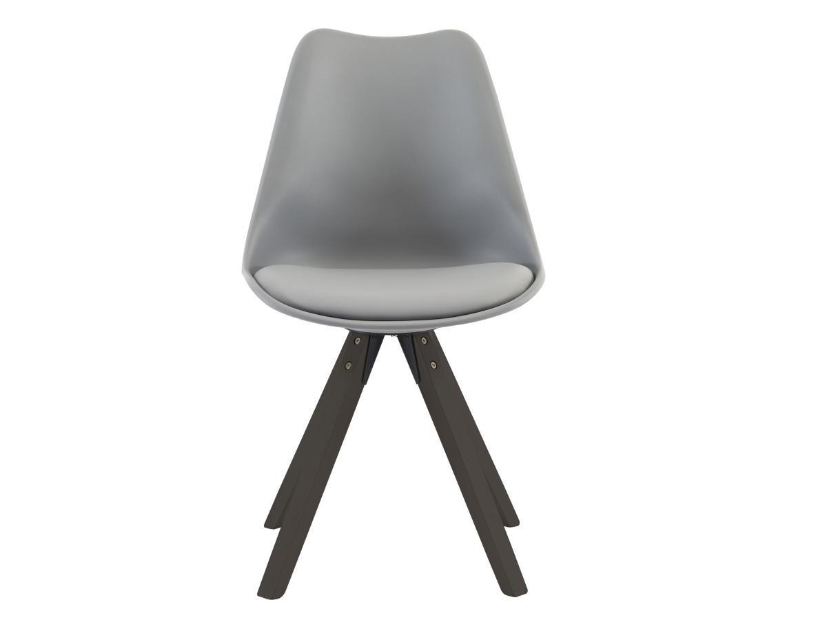 Vente-unique Stuhl 6er-Set - Polypropylen & Buche - Grau & Dunkle Naturfarben - SERANI  