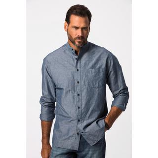 JP1880  Camicia dalla vestibilità moderna con effetto jeans, colletto alla coreana e maniche lunghe blue denim 