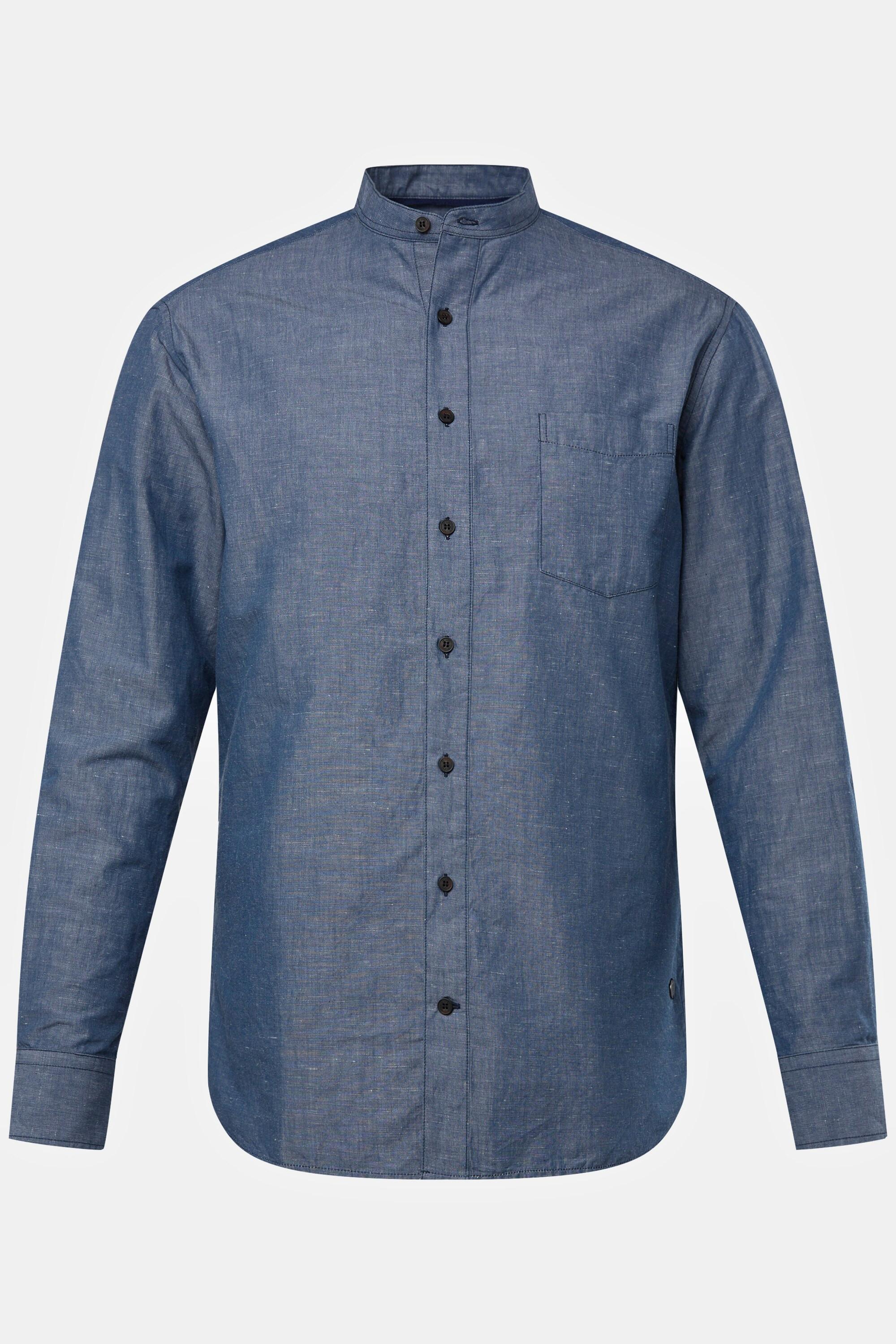 JP1880  Camicia dalla vestibilità moderna con effetto jeans, colletto alla coreana e maniche lunghe blue denim 