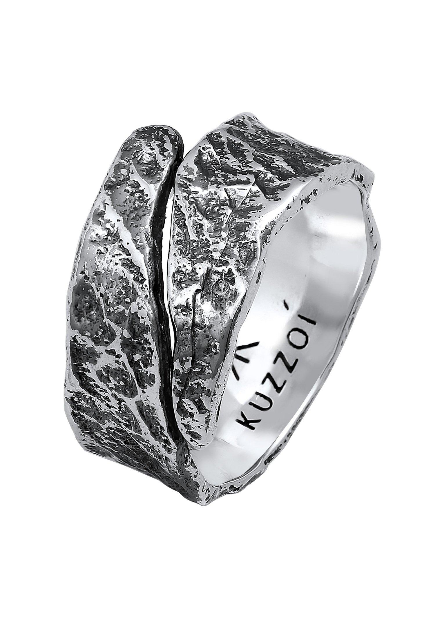 Image of Ring Bandring Struktur Used Look 925 Silber Damen Schwarz 62mm