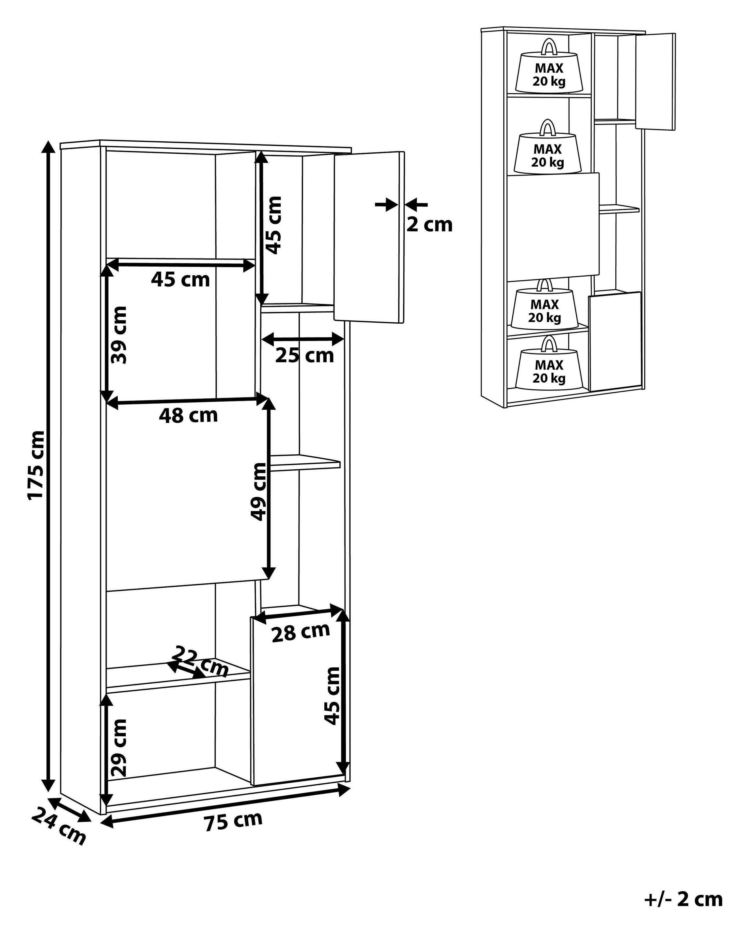 Beliani Bücherschrank aus MDF-Platte Modern GRADA  