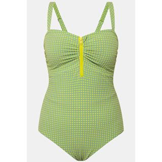 Ulla Popken  Costume da bagno in seersucker con coppe morbide e zip 