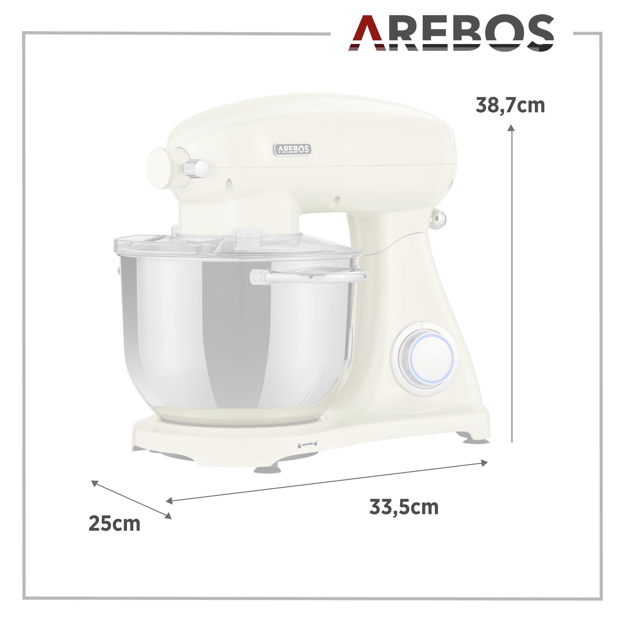 Arebos Robot de Cuisine 1800W 6L Acier inoxydable-Bol mélangeur 6 étapes  