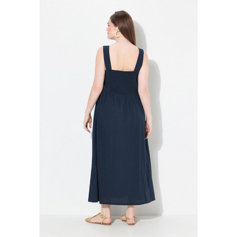 Ulla Popken Robe Maxi Teneur en Lin Sans Manches Poches  